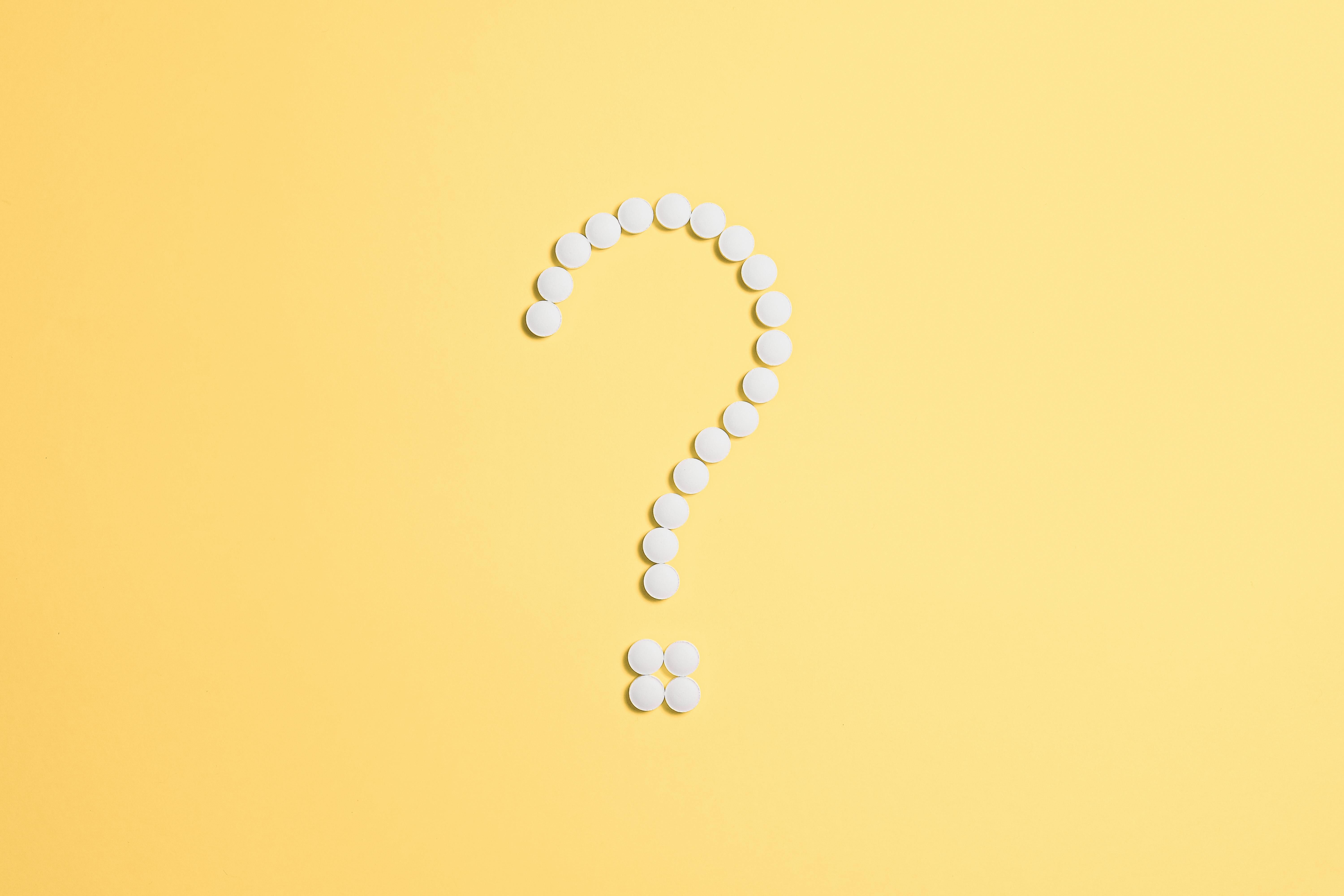 Question mark made of thyroid medication levothyroxine pills