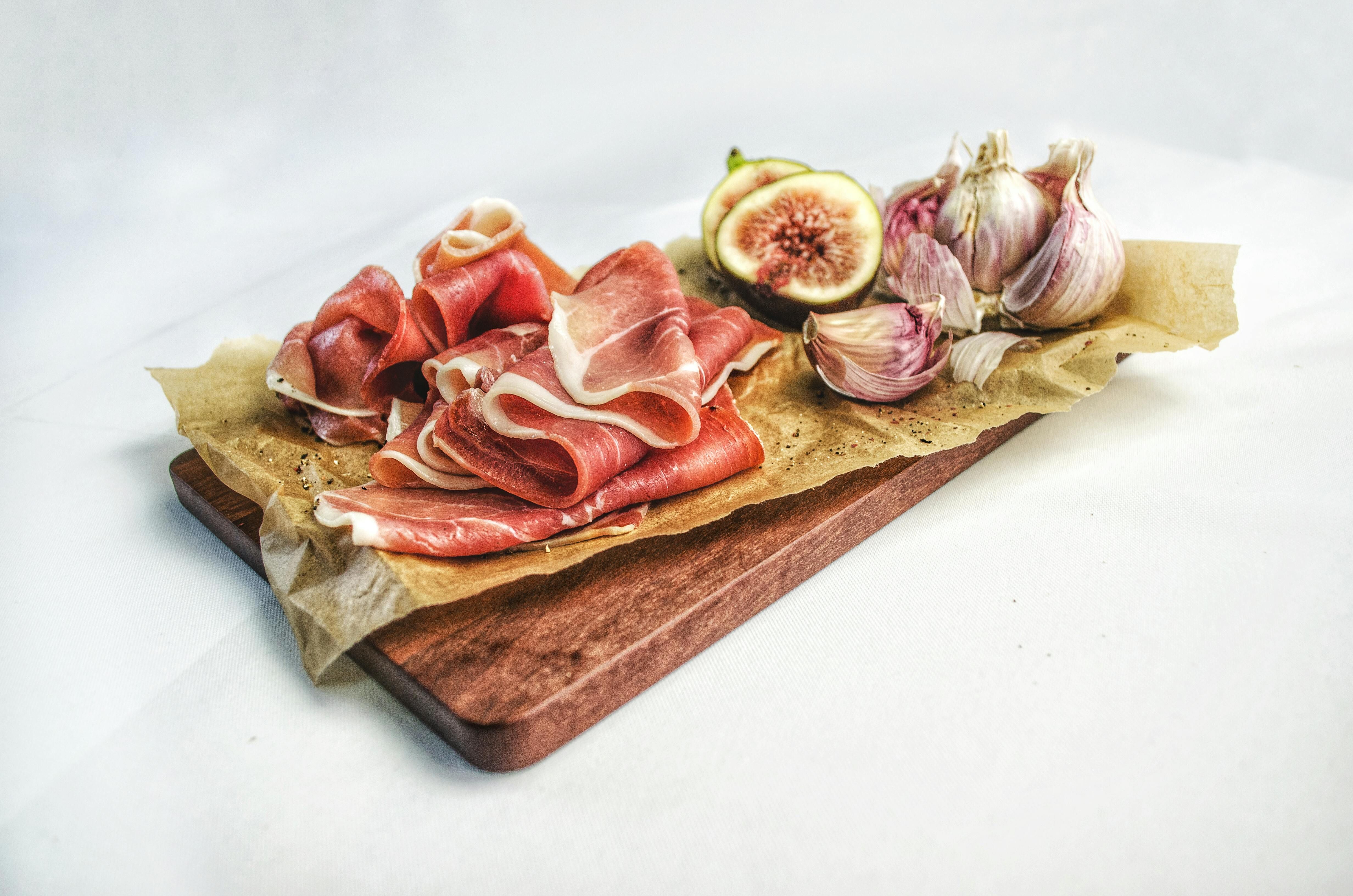 A plate of delicious Spanish Jamón, thinly sliced and beautifully presented.