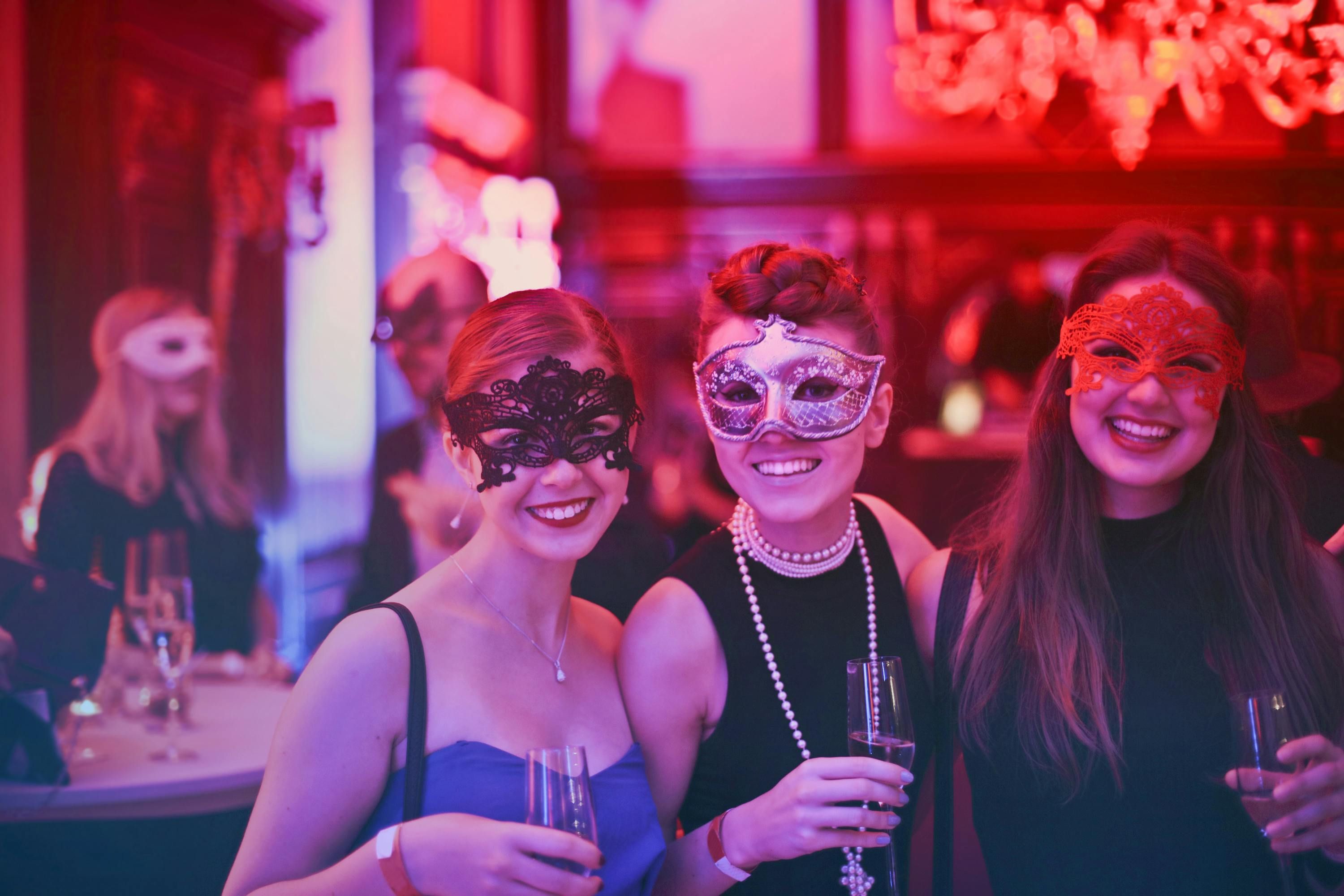 Women enjoying a party together while maintaining a balanced, healthy approach to food choices.